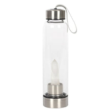 Load image into Gallery viewer, Clear Quartz Energising Glass Water Bottle