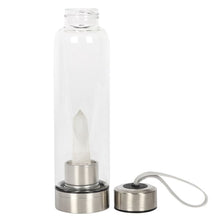 Load image into Gallery viewer, Clear Quartz Energising Glass Water Bottle