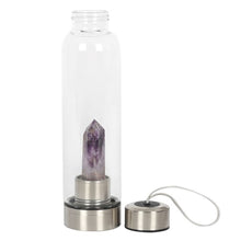 Load image into Gallery viewer, Amethyst Calming Glass Water Bottle