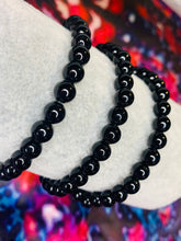 Load image into Gallery viewer, 6mm Black Agate Bead Bracelet