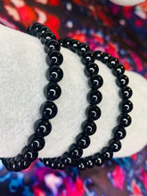 Load image into Gallery viewer, 6mm Black Agate Bead Bracelet