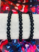 Load image into Gallery viewer, 6mm Black Agate Bead Bracelet