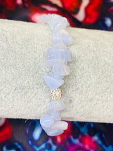 Load image into Gallery viewer, Blue Lace Agate Chip+ Rhinestone Ball Elastic Bracelet
