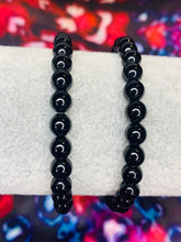 Load image into Gallery viewer, 6mm Black Agate Bead Bracelet