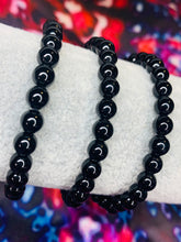 Load image into Gallery viewer, 6mm Black Agate Bead Bracelet