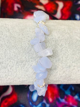 Load image into Gallery viewer, Blue Lace Agate Chip+ Rhinestone Ball Elastic Bracelet