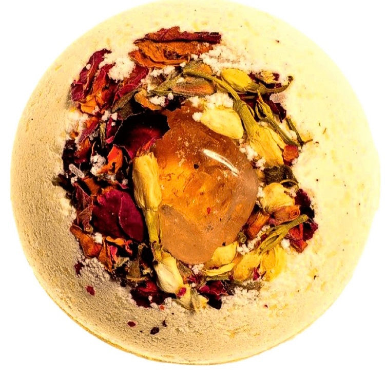 Citrine Luck & Prosperity Aromatherapy Reiki Crystal Bath Bomb VEGAN