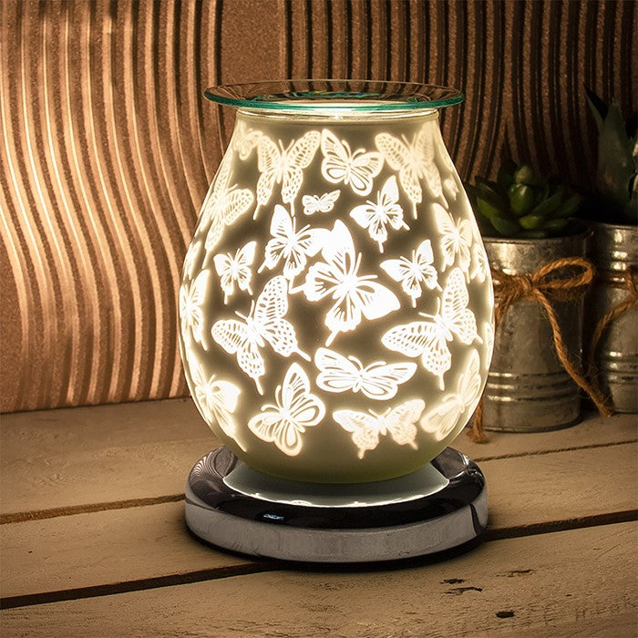Satin White Aroma Lamp Butterfly