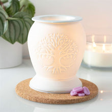 Load image into Gallery viewer, Tree of Life White Ceramic Electric Oil Burner
